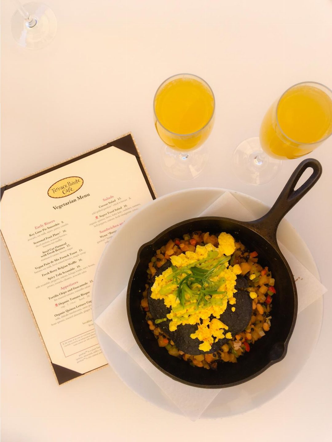 Terrace Pointe Cafe inside Wynn Las Vegas, offers a variety of vegan options for breakfast and lunch. Our favorite is the tofu scramble. And bottomless mimosas for $22. For more vegan dining options in Las Vegas, visit www.vegansbaby.com