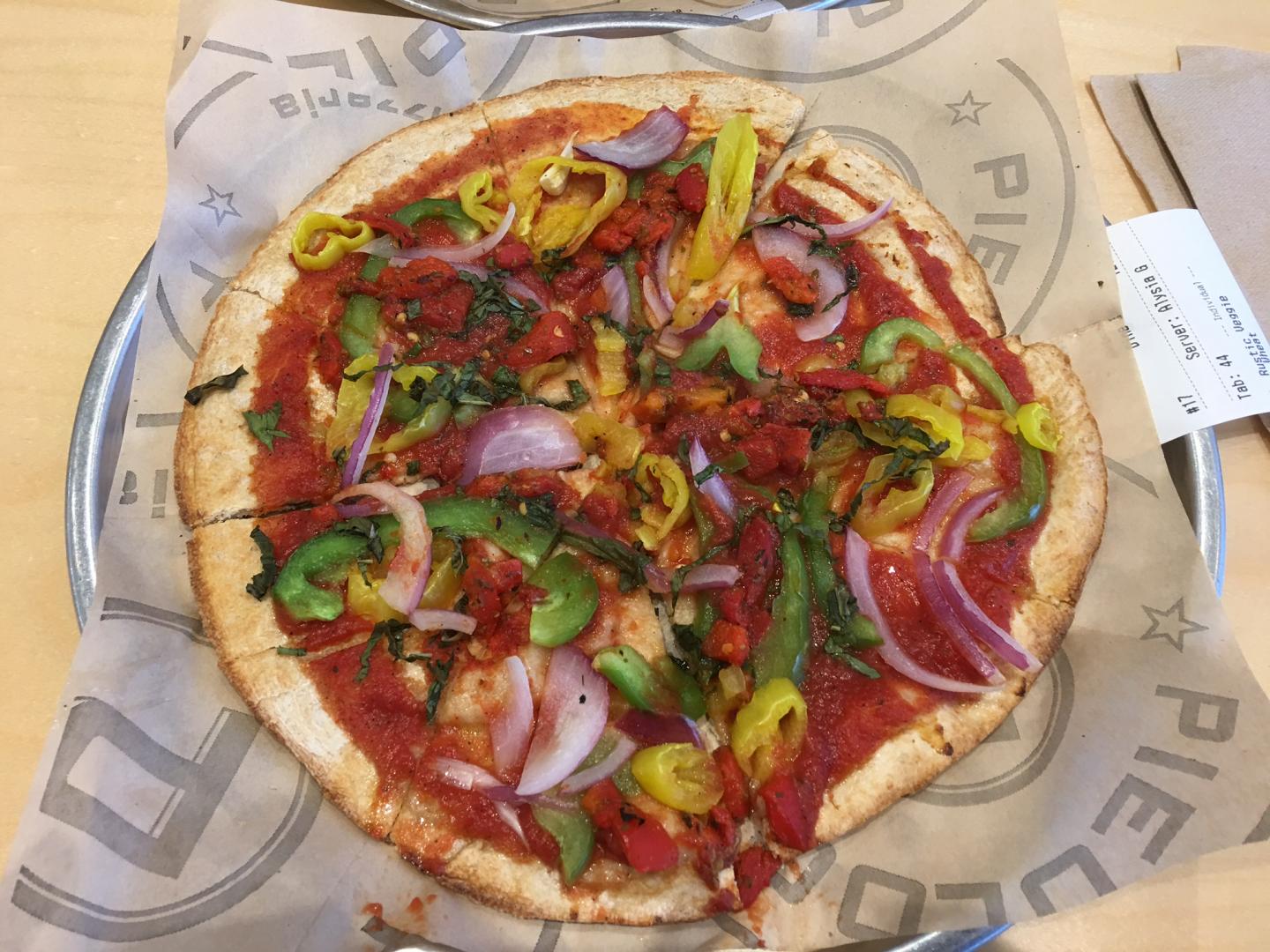 Pieology offers vegan pizza in Las Vegas. For more vegan restaurants in Las Vegas, visit www.vegansbaby.com