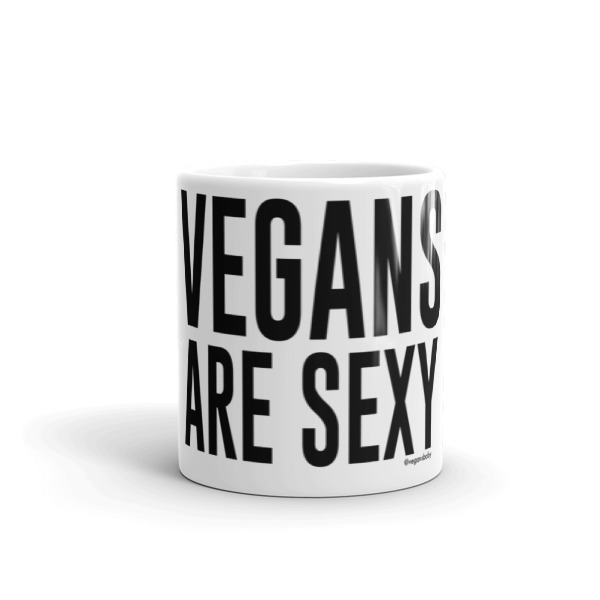 Vegans Are Sexy mug. Shop online for vegan items at www.vegansbaby.com